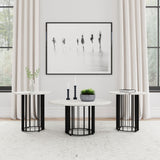 Tampa Furniture Outlet - Coaster - Haven 3-piece Round Marble Coffee and End Table Set Black - 706208-S3