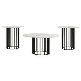 Haven 3-piece Round Marble Coffee and End Table Set Black - Tampa Furniture Outlet
