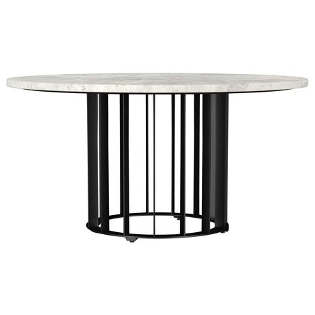 Tampa Furniture Outlet - Coaster - Haven Round Genuine White Marble Top Coffee Table Black - 706208