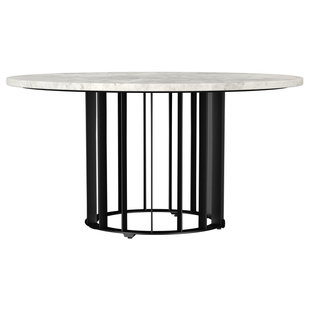 Tampa Furniture Outlet - Coaster - Haven Round Genuine White Marble Top Coffee Table Black - 706208