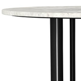 Haven Round Genuine White Marble Top Coffee Table Black - Tampa Furniture Outlet