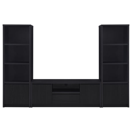 Winfield 3-piece Entertainment Center 60-inch TV Stand Black - Tampa Furniture Outlet