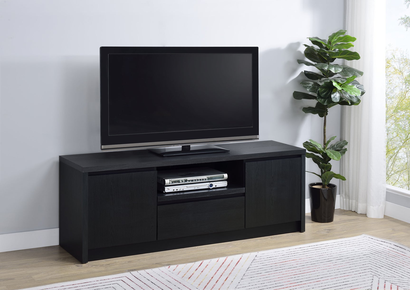 Winfield 60-inch 2-door TV Stand Media Console Black - Tampa Furniture Outlet