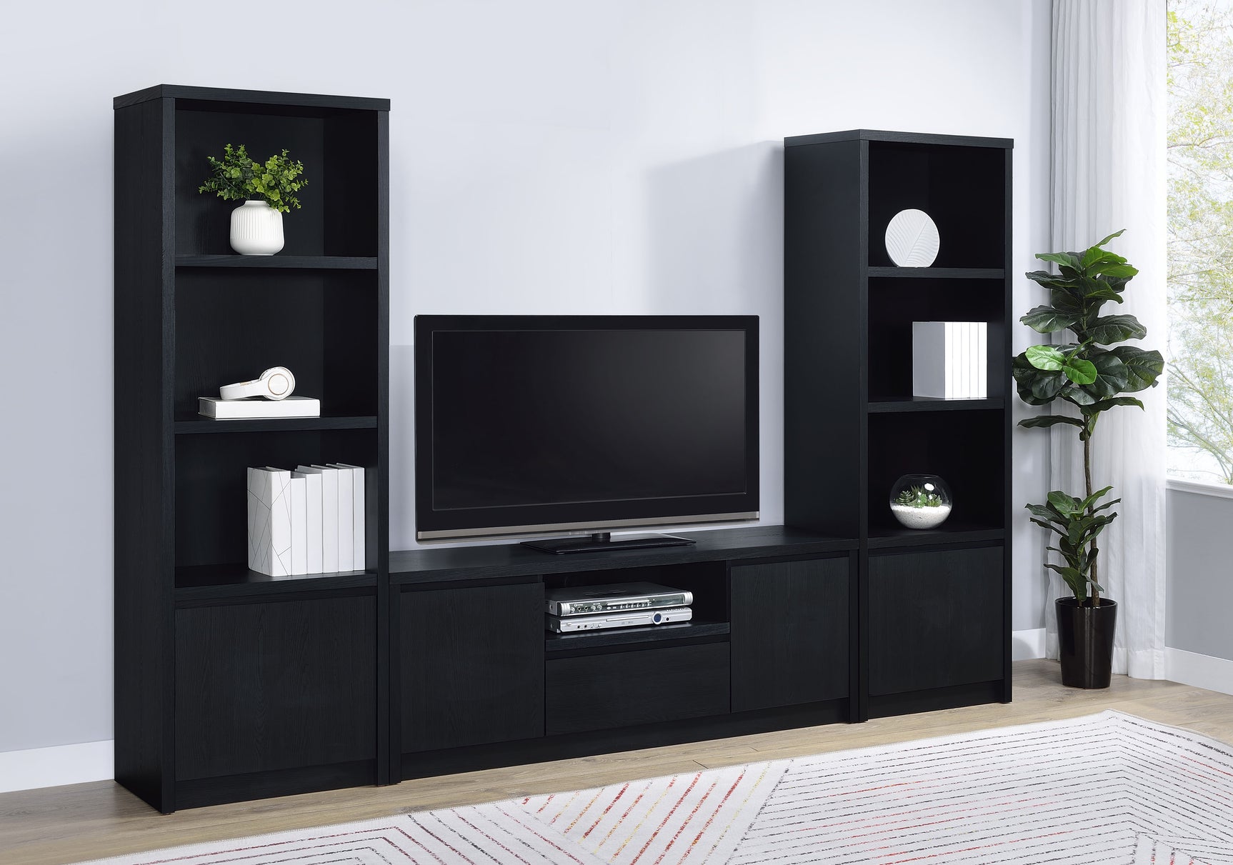 Winfield 60-inch 2-door TV Stand Media Console Black - Tampa Furniture Outlet