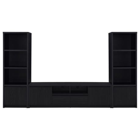 Winfield 3-piece Entertainment Center 78-inch TV Stand Black - Tampa Furniture Outlet
