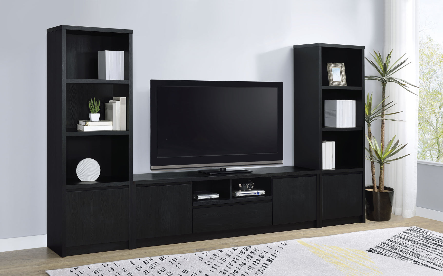 Winfield 3-shelf Media Tower Entertainment Pier Black - Tampa Furniture Outlet