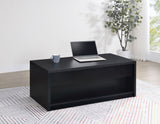 Knapp Lift Top Cocktail Coffee Table with Dual Drawers Black - Tampa Furniture Outlet