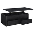 Tampa Furniture Outlet - Coaster - Knapp Lift Top Cocktail Coffee Table with Dual Drawers Black - 706228