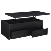 Tampa Furniture Outlet - Coaster - Knapp Lift Top Cocktail Coffee Table with Dual Drawers Black - 706228