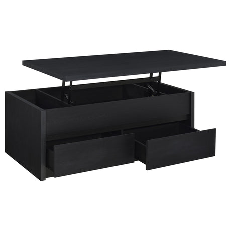Tampa Furniture Outlet - Coaster - Knapp Lift Top Cocktail Coffee Table with Dual Drawers Black - 706228