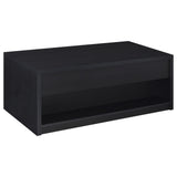 Knapp Lift Top Cocktail Coffee Table with Dual Drawers Black - Tampa Furniture Outlet