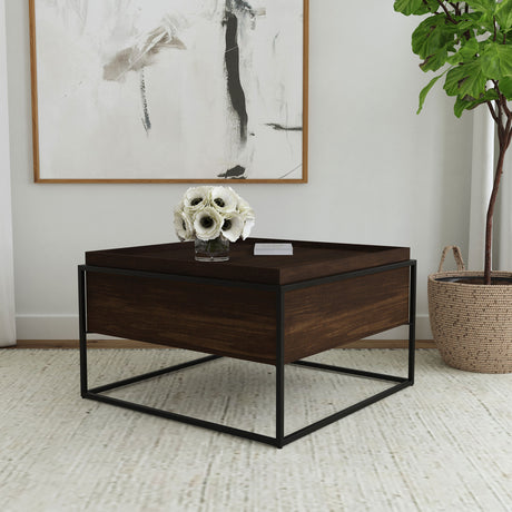 Fulton 30-inch Square Mango Wood Coffee Table Dark Brown - Tampa Furniture Outlet