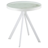 Tampa Furniture Outlet - Coaster - Briggs Round Marble Printed Glass Top End Side Table White - 706257