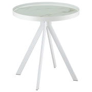 Tampa Furniture Outlet - Coaster - Briggs Round Marble Printed Glass Top End Side Table White - 706257