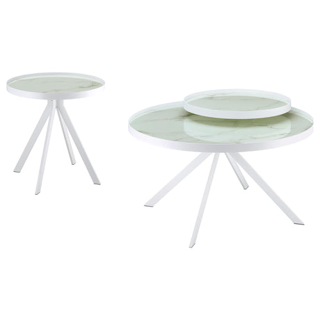 Briggs 2-piece Round Coffee and End Table Set White - Tampa Furniture Outlet