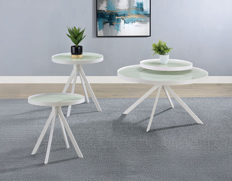 Tampa Furniture Outlet - Coaster - Briggs 3-piece Round Coffee and End Table Set White - 706258-S3