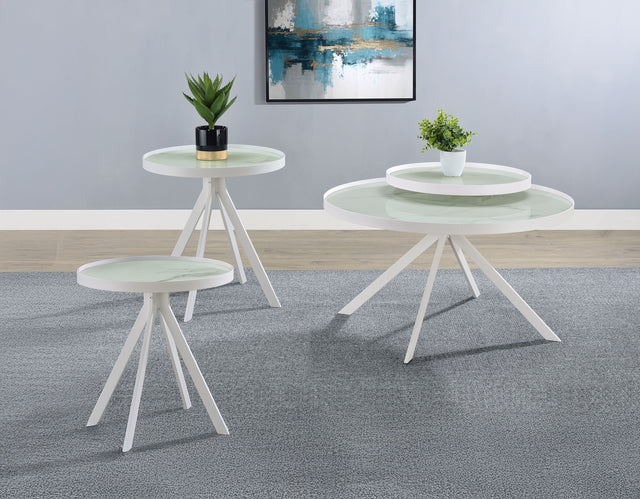 Tampa Furniture Outlet - Coaster - Briggs 3-piece Round Coffee and End Table Set White - 706258-S3