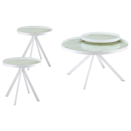 Briggs 3-piece Round Coffee and End Table Set White - Tampa Furniture Outlet
