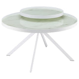 Tampa Furniture Outlet - Coaster - Briggs Round Marble Printed Glass Top Coffee Table White - 706258