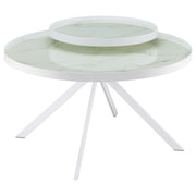 Tampa Furniture Outlet - Coaster - Briggs Round Marble Printed Glass Top Coffee Table White - 706258