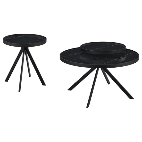 Briggs 2-piece Round Coffee and End Table Set Black - Tampa Furniture Outlet