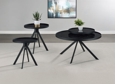 Tampa Furniture Outlet - Coaster - Briggs 3-piece Round Coffee and End Table Set Black - 706268-S3