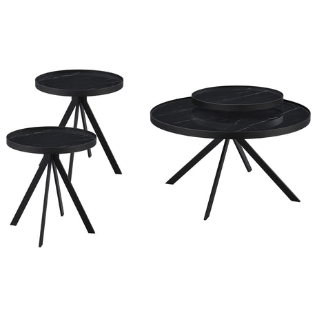 Briggs 3-piece Round Coffee and End Table Set Black - Tampa Furniture Outlet