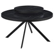 Tampa Furniture Outlet - Coaster - Briggs Round Marble Printed Glass Top Coffee Table Black - 706268