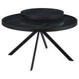 Tampa Furniture Outlet - Coaster - Briggs Round Marble Printed Glass Top Coffee Table Black - 706268