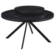 Tampa Furniture Outlet - Coaster - Briggs Round Marble Printed Glass Top Coffee Table Black - 706268