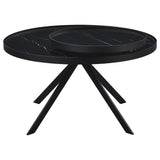 Briggs Round Marble Printed Glass Top Coffee Table Black - Tampa Furniture Outlet