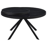 Briggs Round Marble Printed Glass Top Coffee Table Black - Tampa Furniture Outlet