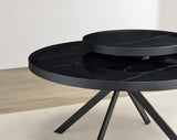 Briggs Round Marble Printed Glass Top Coffee Table Black - Tampa Furniture Outlet