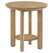 Tampa Furniture Outlet - Coaster - Ottowa Round Wood Side End Table with Shelf Light Oak - 706297