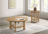 Tampa Furniture Outlet - Coaster - Ottowa 2-piece Round Wood Coffee Table Set Light Oak - 706298-S2
