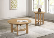 Tampa Furniture Outlet - Coaster - Ottowa 2-piece Round Wood Coffee Table Set Light Oak - 706298-S2