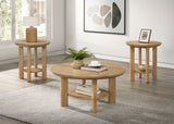 Tampa Furniture Outlet - Coaster - Ottowa 3-piece Round Wood Coffee Table Set Light Oak - 706298-S3