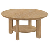 Tampa Furniture Outlet - Coaster - Ottowa 36-inch Round Wood Cocktail Coffee Table Light Oak - 706298