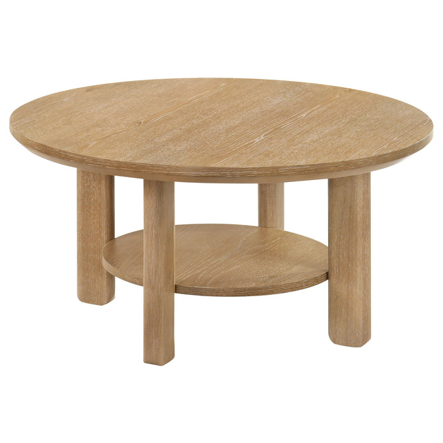 Tampa Furniture Outlet - Coaster - Ottowa 36-inch Round Wood Cocktail Coffee Table Light Oak - 706298