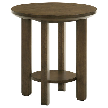 Tampa Furniture Outlet - Coaster - Ottowa 22-Inch Round Wood Side End Table with Shelf Brown - 706307