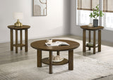 Tampa Furniture Outlet - Coaster - Ottowa 3-piece Round Wood Coffee Table Set Brown - 706308-S3