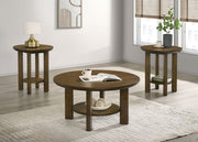 Tampa Furniture Outlet - Coaster - Ottowa 3-piece Round Wood Coffee Table Set Brown - 706308-S3