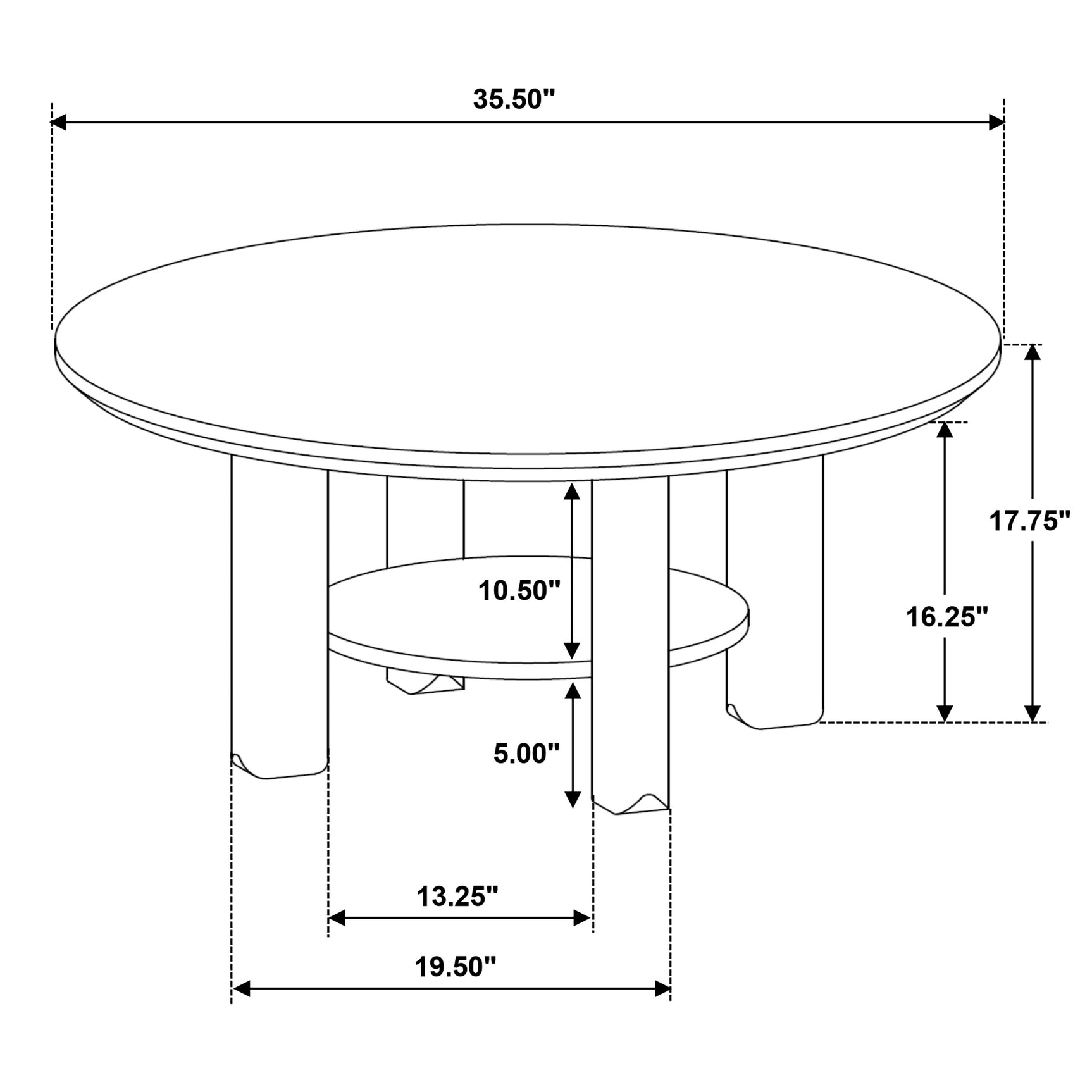 Ottowa 3-piece Round Wood Coffee Table Set Brown