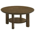 Tampa Furniture Outlet - Coaster - Ottowa 35-inch Round Wood Cocktail Coffee Table Brown - 706308