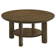 Tampa Furniture Outlet - Coaster - Ottowa 35-inch Round Wood Cocktail Coffee Table Brown - 706308