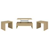Canoga 3-piece Lift Top Cocktail Coffee Table Set Light Oak