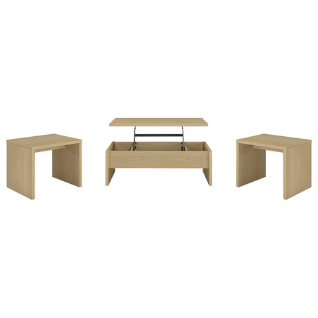 Canoga 3-piece Lift Top Cocktail Coffee Table Set Light Oak