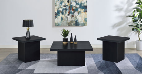 Tampa Furniture Outlet - Coaster - Devar 3-piece Square Cocktail Coffee End Table Set Black - 706408-S3