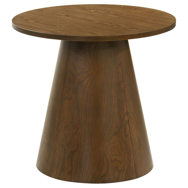 Tampa Furniture Outlet - Coaster - Franklin Round Wood Pedestal Side End Table Dark Brown - 706437