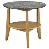 Tampa Furniture Outlet - Coaster - Bradley Round SmartTop End Side Table Grey and Natural - 706447